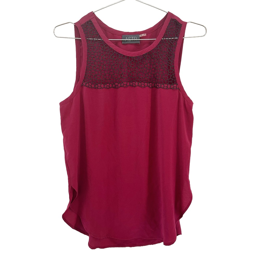 ASTR Whimsigoth Lace Panel Front Tank Top • Medium • burgundy, black, chic